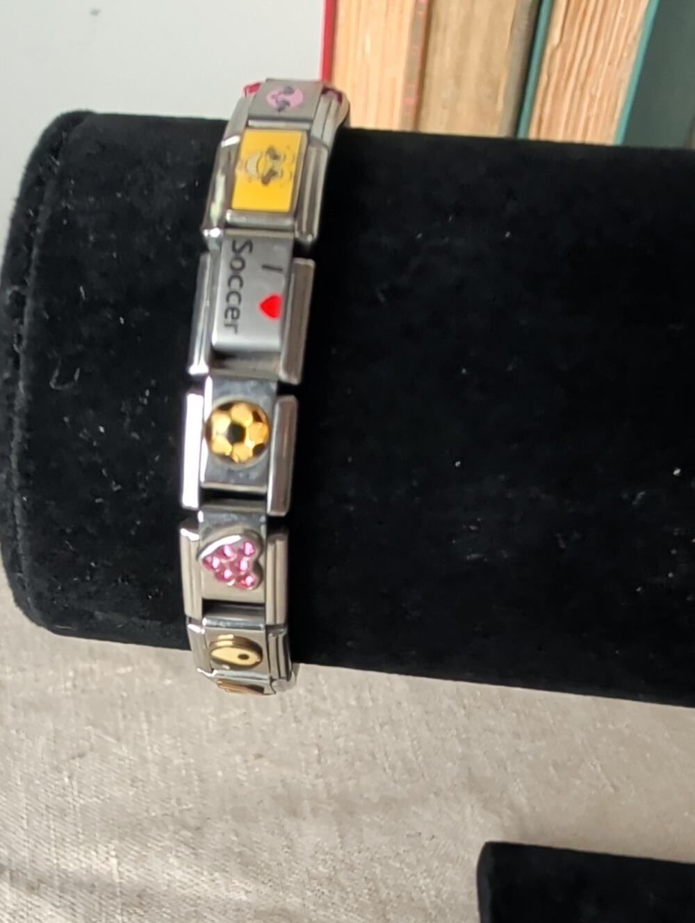 Y2K Essenza Italian Charm Link Bracelet Rainbow Yin Yang Soccer Stainless Steel